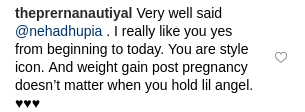 Komentar Instagram Neha Dhupia